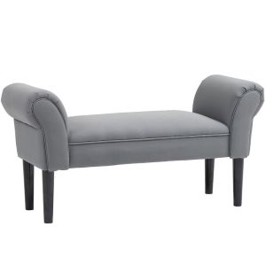 Banco pie cama 102x36x51cm lona, madera de caucho color gris Homcom