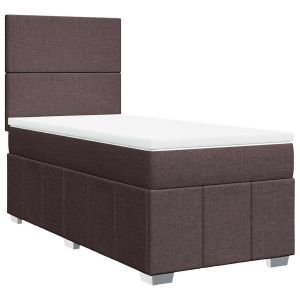 vidaXL cama box spring con colchón tela marrón oscuro 90x200 cm