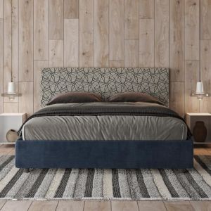 Cama tapizada queen 160 x 200 cm - azul - sin somier