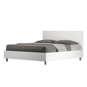 Cama con somier 160x190 con cabecera recta fresno blanco demas