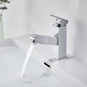 Mezclador de lavabo de latón con ducha extraíble auralum para lavabo sobre
