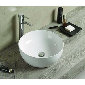 Lavabo cerámico sobre encimera, 45,5x32,5x13,5 cm, mármol blanco