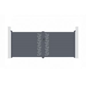 Puerta batiente arlberg 4m a.160cm + 2 postes de aluminio a.190cm gris