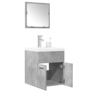 Set muebles de baño 2 piezas madera contrachapada gris hormigón(sin lavabo)