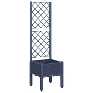 vidaXL jardinera con enrejado pp azul gris 40x40x142 cm