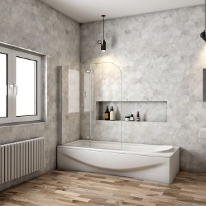 Aica mampara de bañera plegable,2 hojas,vidrio 6mm,cromado,(88-90)x140cm