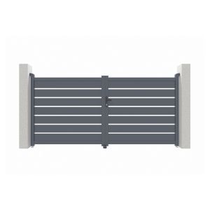 Pack puerta batiente vogel 3m h.140cm + 2 postes de aluminio a. 166cm gris