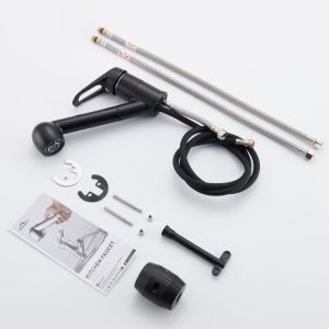 Auralum grifo de cocina negro con pulverizador extraíble de 50 cm, mezclado