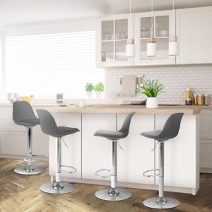 Taburetes de bar ajustables grises lote 4 - 39x42x104 cm