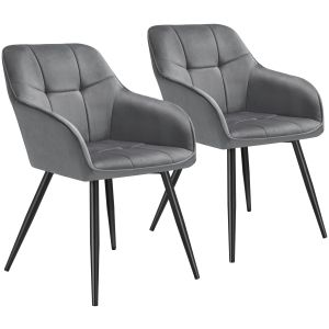 2 sillas de comedor, efecto terciopelo, 58 x 62 x 82 cm gris/negro