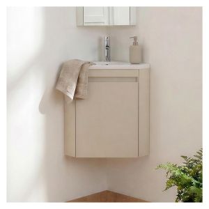 Mueble lavamanos esquina con lavabo de resina y grifo cromo lisa