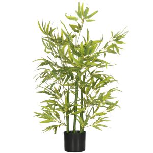 Planta artificial peva, pp, bambú color verde 15x15x90 cm homcom