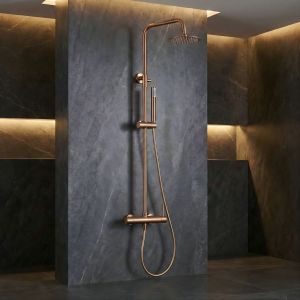 Imex - columna ducha monomando con grifo oro rosa serie monza
