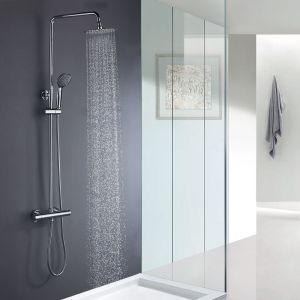 Kibath columna ducha duchón 25 termostática redonda de 85-115 cm cromo