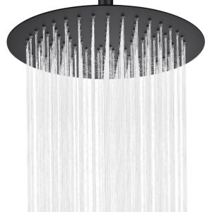 Cabezal de ducha - redondo - negro - 30cm - ultra fino - acero inoxidable g