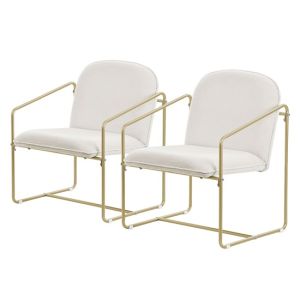 Set 2 sillones beige con patas doradas asiento para salón comedor