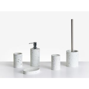 Conjunto de 5 accesorios de baño perene efecto terrazo blanco