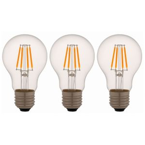 Pack x3 bombilla LED a60 E27 filamento 6w 650lm. Luz cálida 2700k