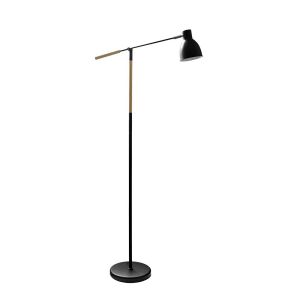 Pie de salon acople 1xE27 negro/haya orientable 360º articulable 137x25,5x5