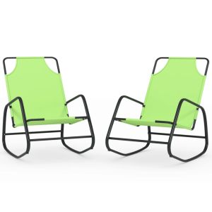 vidaXL tumbona mecedora 2 unidades de acero y textilene verde