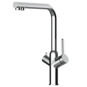 Grifo de cocina 3 vías cromado con caño alto l giratorio 360°