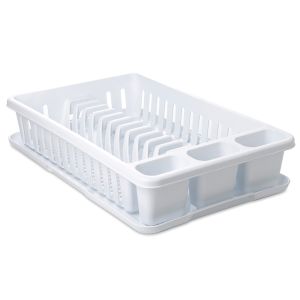 Escurreplatos de plástico 42x27cm con bandeja color blanco