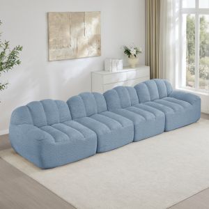 Sofá modular azul 4 plazas polar granulado otomana asiento profundo