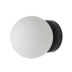 Aplique y lámpara techo "lunar" ø150 mm cristal opal E27 negro ip44