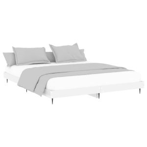 vidaXL estructura de cama madera de ingeniería blanco brillo 150x200cm