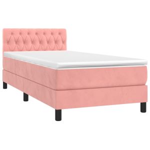 vidaXL cama box spring con colchón terciopelo rosa 100x200 cm