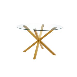 Mesa redonda de cristal templado aurora 120cm. Comedor o cocina, cambria