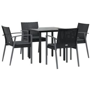 vidaXL juego comedor jardín 5 piezas y cojines ratán sintético y acero