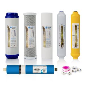 Pack 5 filtros gold osmosis inversa y membrana 50gpd vontron