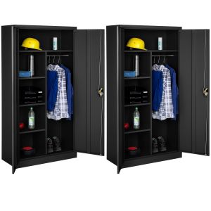 2 armarios archivadores con cierre de seguridad y 6 compartimentos + barra