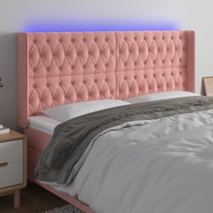 Cabecero con LED de terciopelo rosa 183x16x118/128 cm eso9409