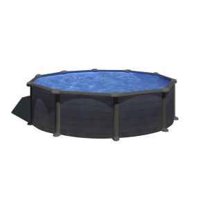 Piscina redonda de acero gre kea 460x120 cm escalera con plataforma y depur