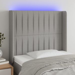 Cabecero con LED de tela gris claro 83x16x118/128 cm eso7391