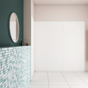 Panel angular de pared para ducha en aluminio,blanco mate,40x100x100x210cm