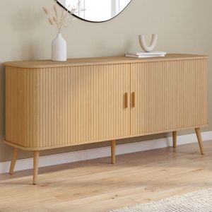 Aparador natural con puertas correderas de lamas 160 cm