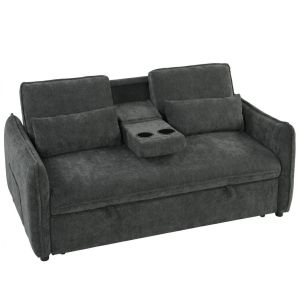 Sofá cama 166x90x84 cm chenilla color gris Homcom, hogar - sofás y butacas