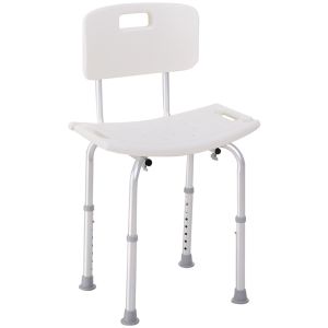 Silla de ducha 43x50.6x88 cm aleación de aluminio, pe color blanco Homcom