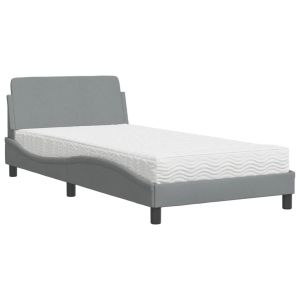 vidaXL cama con colchón dover tela gris claro 100x200 cm