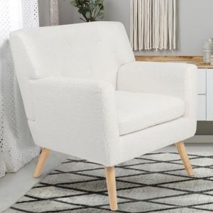 Sillón escandinavo bouclé blanco - 74x75x79 cm
