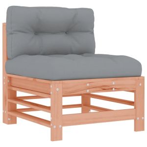 vidaXL sofá central con cojines madera maciza de abeto de douglas