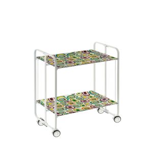 Carrito auxiliar con ruedas bauhaus armazón metálico blanco, 2 bandejas