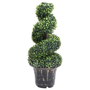 vidaXL planta espiral de boj artificial con macetero verde 89 cm