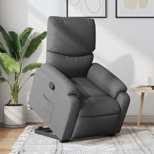 Sillón reclinable elevable de tela gris oscuro qweo9166