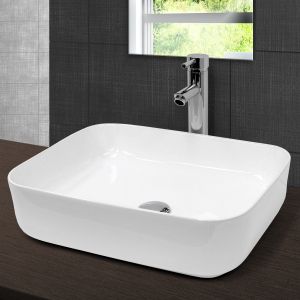 Lavabo cerámico rectangular 505x395x135 mm blanco