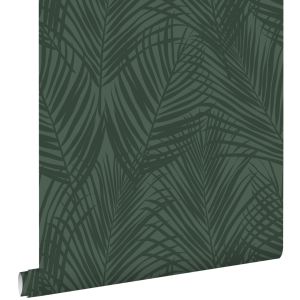 Estahome papel pintado hojas de palmera verde oscuro 53 cm x 10.05 m