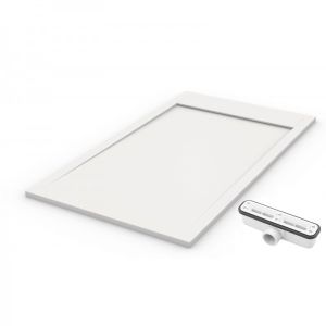 Plato de ducha de resina blanco  - 90x150cm - mod. Ambiente válvula + tapa